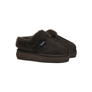 CLOUDY FLATFORM FUR MULES - CHOCO